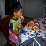8-26-09-1 New Sponge Bob jammies and a breakfast of champions