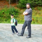 8-26-09-7 Waiting for the bus with Daddy
